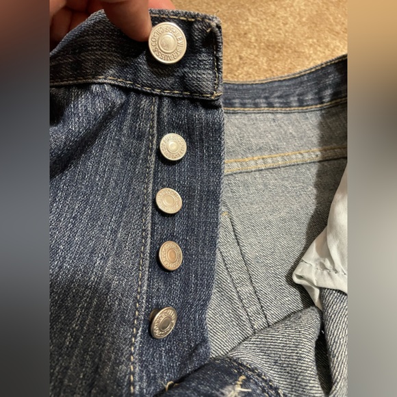 DOPE VINTAGE LEVI’S 501 BUTTON FLY BAGGY LOOSE JEAN SHORTS 90s RAP STYLE 36/38 W - Picture 9 of 16